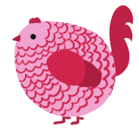 A pink and crimson chicken with a lace pattern
