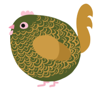 A olive and gold chicken with a double-lace pattern