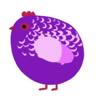 A violet and lavender chicken with a half-lace pattern