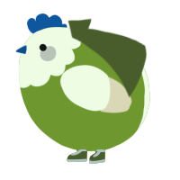 A chartreuse and cream chicken with a head pattern