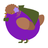 A violet and brown chicken with a neck-band pattern