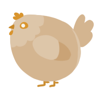 A beige chicken with a head pattern