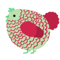 A gluppy and crimson chicken with a lace pattern