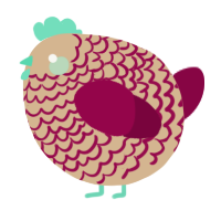 A beige and maroon chicken with a lace pattern