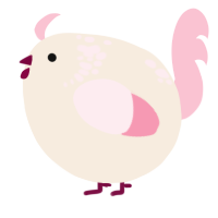 A cream and rose chicken with a neck-speckle pattern