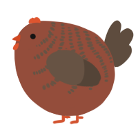 A russet and bark chicken with a half-bar pattern