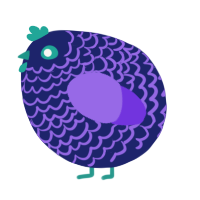 A navy and blurple chicken with a lace pattern