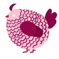 A rose and maroon chicken with a lace pattern