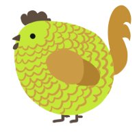 A lime and gold chicken with a lace pattern