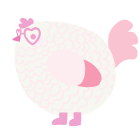 A white and rose chicken with a lace pattern