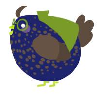 A navy and bark chicken with a speckle pattern