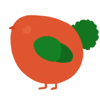 A vermilion and leaf chicken