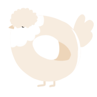 A cream chicken with a head pattern