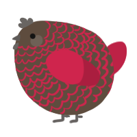 A bark and crimson chicken with a lace pattern