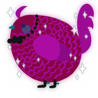 A maroon and plum chicken with a lace pattern