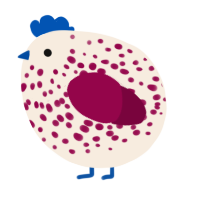 A cream and maroon chicken with a speckle pattern