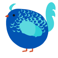 A ultramarine and aqua chicken with a half-lace pattern