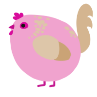 A pink and beige chicken with a neck-speckle pattern