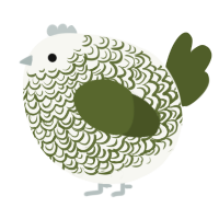 A white and olive chicken with a double-lace pattern