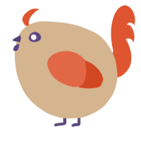 A beige and vermilion chicken