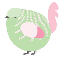 A gluppy and rose chicken with a half-bar pattern