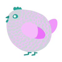 A mist and lavender chicken with a lace pattern