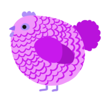 A lavender and amethyst chicken with a lace pattern