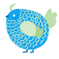 A sky and gluppy chicken with a lace pattern
