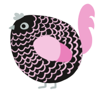 A sable and pink chicken with a lace pattern