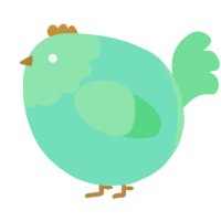 A mint and spring chicken with a head pattern