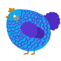 A sky and indigo chicken with a lace pattern