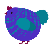 A indigo and sea chicken with a bar pattern