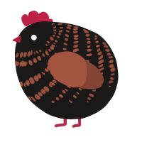 A sable and russet chicken with a bar pattern