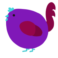 A violet and maroon chicken