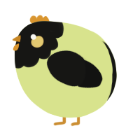 A lemon and black chicken with a head pattern
