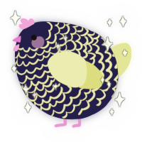 A navy and lemon chicken with a lace pattern