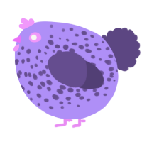 A lilac and overcast chicken with a speckle pattern