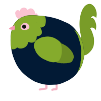 A tumblr and chartreuse chicken with a head pattern