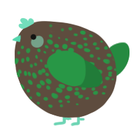 A bark and viridian chicken with a speckle pattern