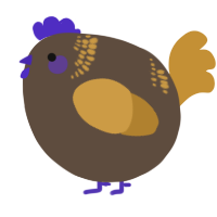 A bark and gold chicken with a neck-band pattern