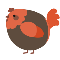 A bark and vermilion chicken with a head pattern