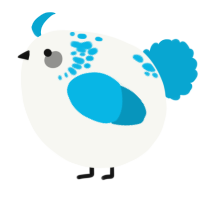 A white and cerulean chicken with a neck-speckle pattern