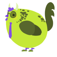 A lime and olive chicken with a neck-speckle pattern
