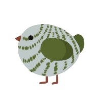 A silver and olive chicken with a bar pattern