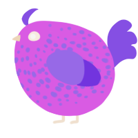 A orchid and blurple chicken with a speckle pattern