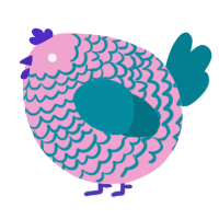 A pink and sea chicken with a lace pattern