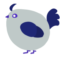 A silver and navy chicken
