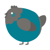 A sea and grey chicken with a head pattern