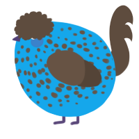 A sky and bark chicken with a speckle pattern