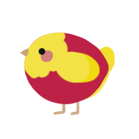 A crimson and yellow chicken with a head pattern